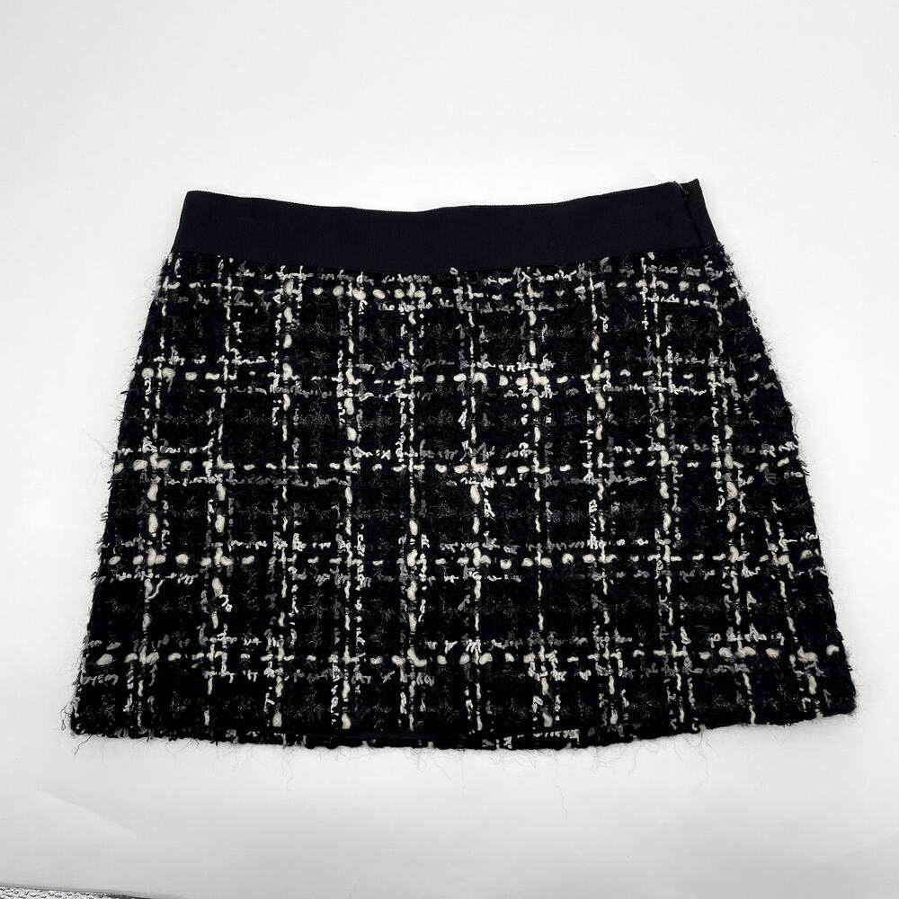 MILLY OF NEW YORK Wool Blend Tweed Black & White Mini Skirt // 2